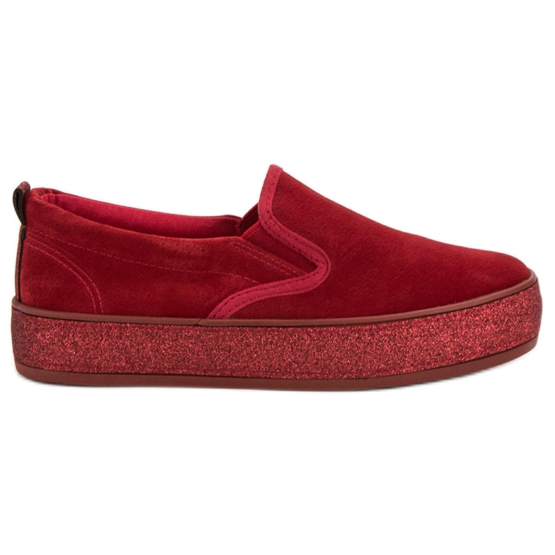 SHELOVET Slipons con suela de purpurina rojo