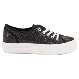 SHELOVET Zapatillas con purpurina negro