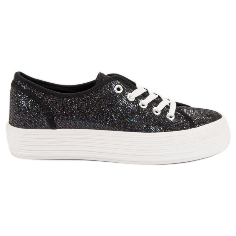 SHELOVET Zapatillas con purpurina negro