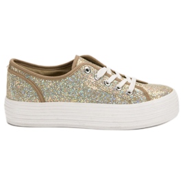 SHELOVET Zapatillas con purpurina amarillo
