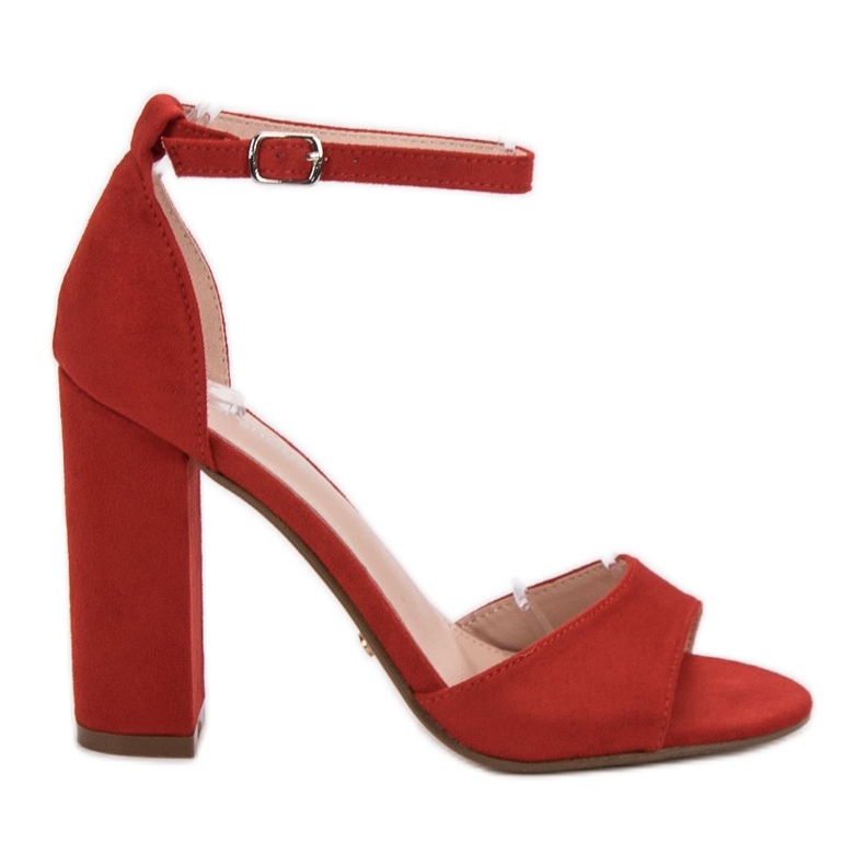 Ideal Shoes Cómodas sandalias de tacón rojo
