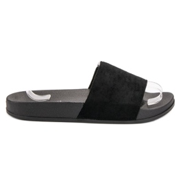 Queen Vivi Cómodas pantuflas de gamuza negro