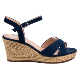 Best Shoes Sandalias azul marino en cuña