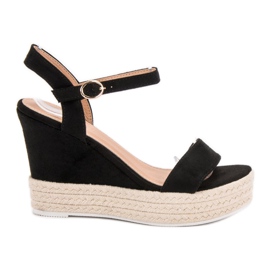 Ideal Shoes Sandalias de cuña con estilo negro