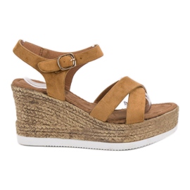 JESSY ROSS Sandalias de ante camel marrón