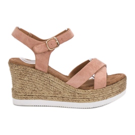 JESSY ROSS Sandalias de ante en polvo rosa