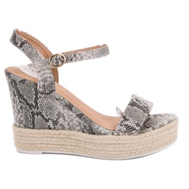 Ideal Shoes Sandalias de cuña con estilo gris