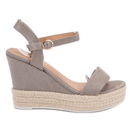 Ideal Shoes Sandalias de cuña con estilo gris