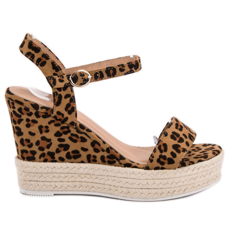 Ideal Shoes Sandalias de cuña con estilo marrón
