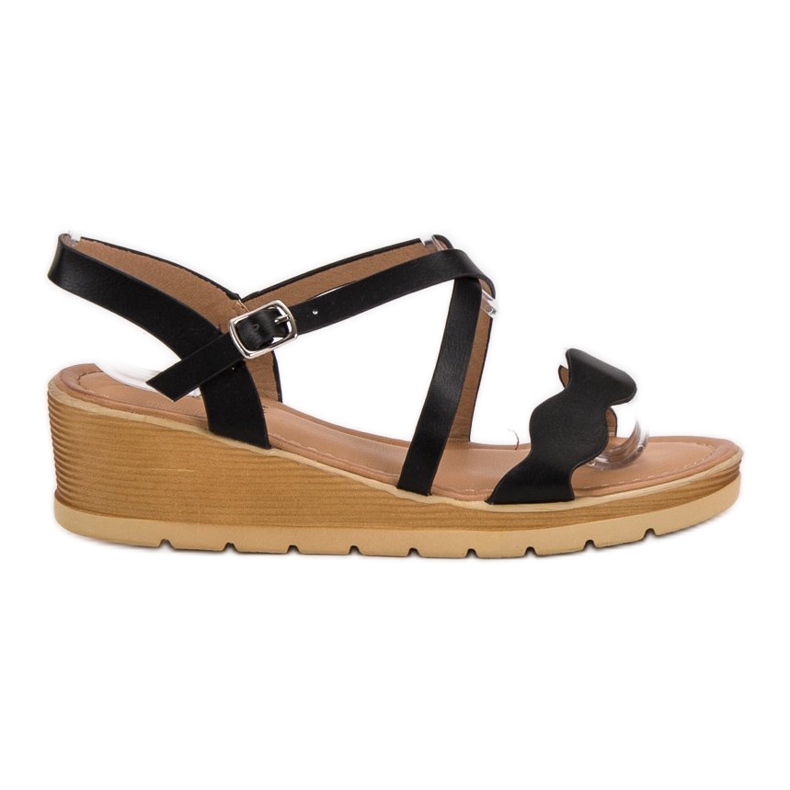 Best Shoes Sandalias de cuña negras negro