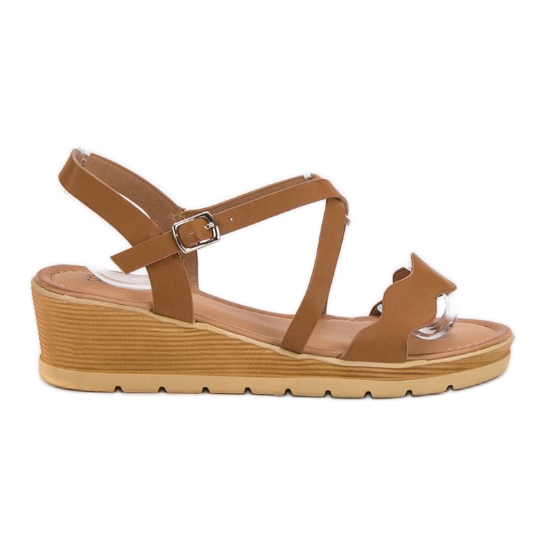 Best Shoes Sandalias de cuña camel marrón