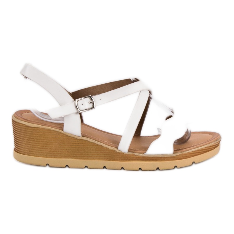 Best Shoes Sandalias de cuña blancas blanco