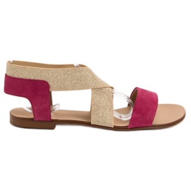 SHELOVET Sandalias planas elegantes marrón rosado