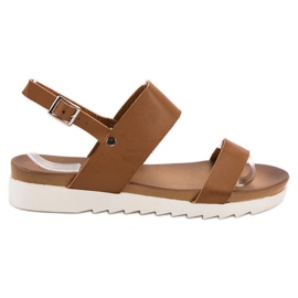 Best Shoes Sandalias planas camel marrón
