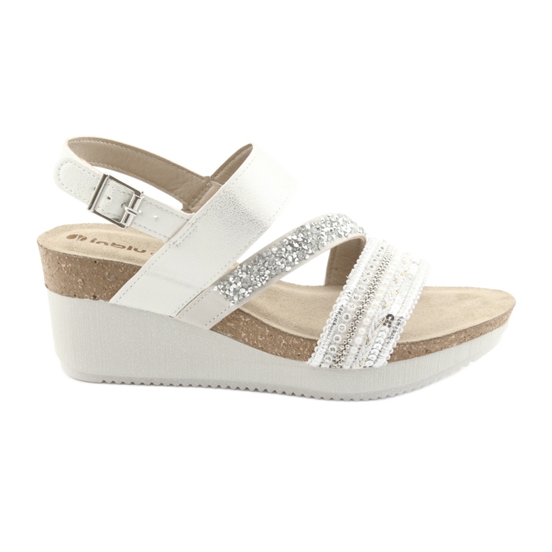Sandalias cuña INBLU EN009 plata blanco gris