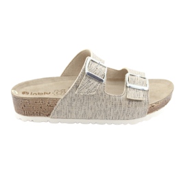 Zapatillas de mujer Inblu NM013 beige con partículas plateadas marrón gris