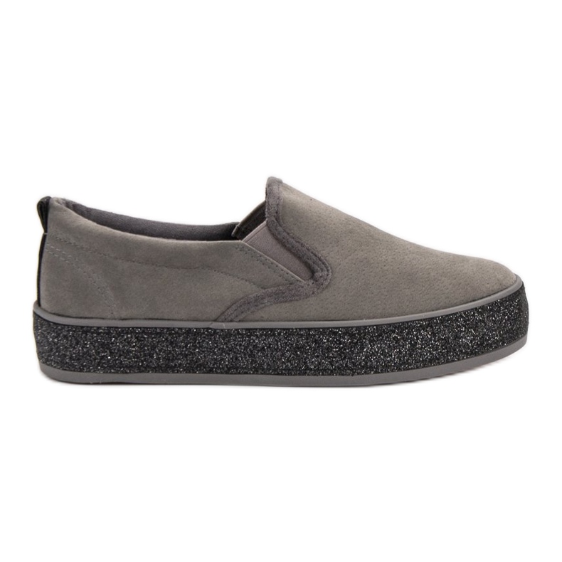 SHELOVET Slipons con suela de purpurina gris