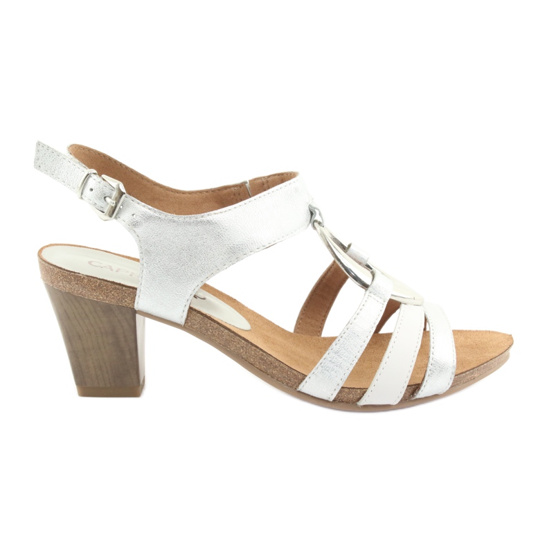 Sandalias de mujer Caprice con adorno 28308 plateado ovalado blanco gris