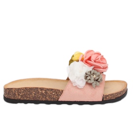 Pantuflas con flores rosa 218-170 Rosa