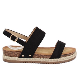 Sandalias negras con suela de corcho CH-118 Negro