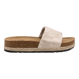 Kylie Pantuflas beige brillante