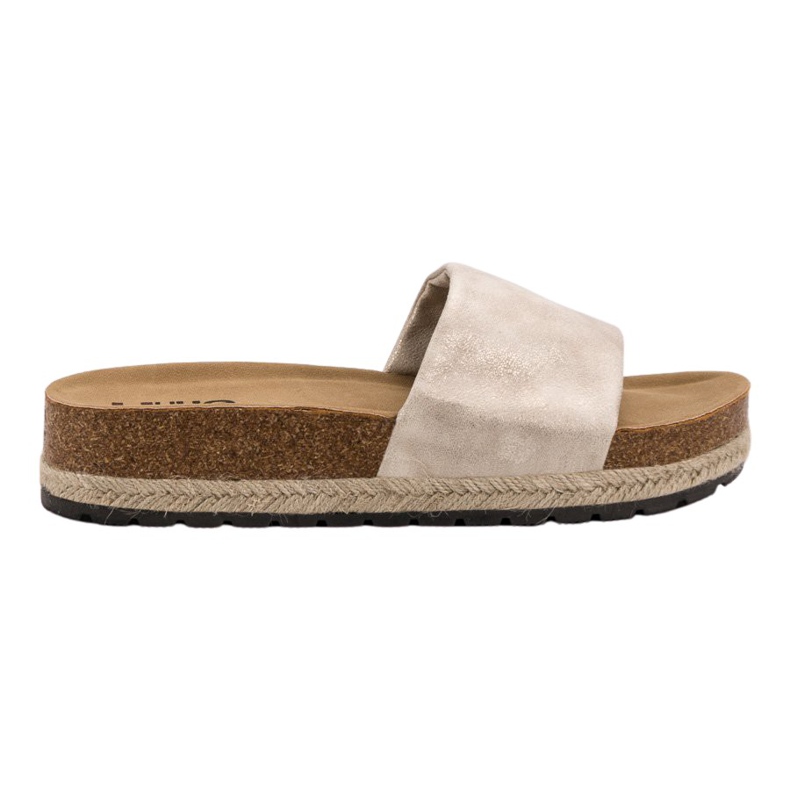 Kylie Pantuflas beige brillante