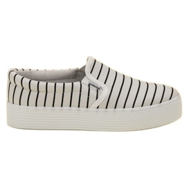 SHELOVET Slipons de rayas blancas blanco