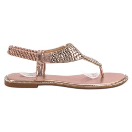 Nio Nio Sandalias sin cordones con circonita cúbica rosado