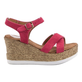 JESSY ROSS Sandalias de ante fucsia rosa