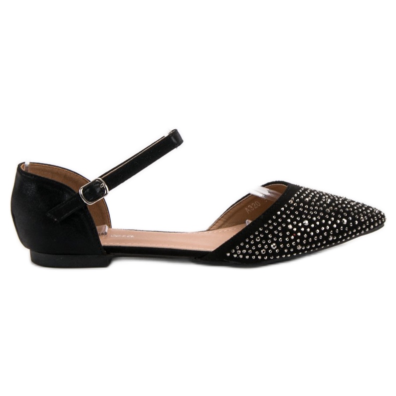 Primavera Bailarinas Abrochadas Con Circonita Cúbica negro Primavera Bailarinas Abrochadas Con Circonita Cúbica negro