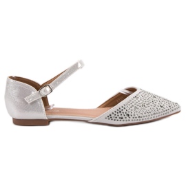 Primavera Bailarinas Abrochadas Con Circonita Cúbica gris Primavera Bailarinas Abrochadas Con Circonita Cúbica gris