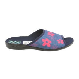 Zapatillas de mujer con flores Adanex azul marino rosa
