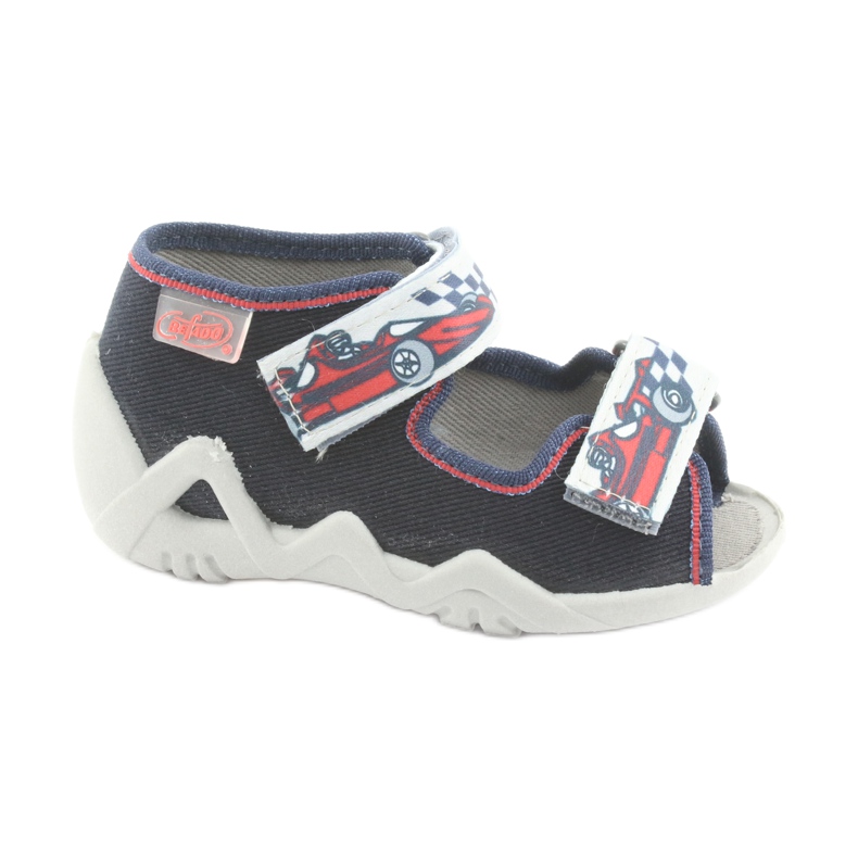 Zapatillas para niños de Befado 250p084 azul marino/rojo con un automóvil gris