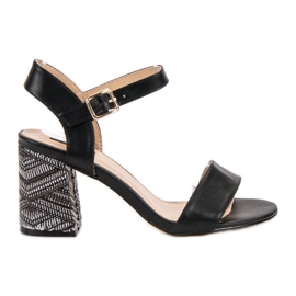 SDS Sandalias Con Tacón Decorativo negro