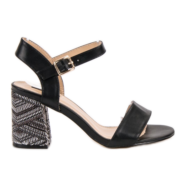 SDS Sandalias Con Tacón Decorativo negro