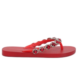 Elegantes chanclas con piedras rojas JH69 rojo