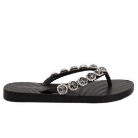Elegantes chanclas negras con piedras JH69 Negro