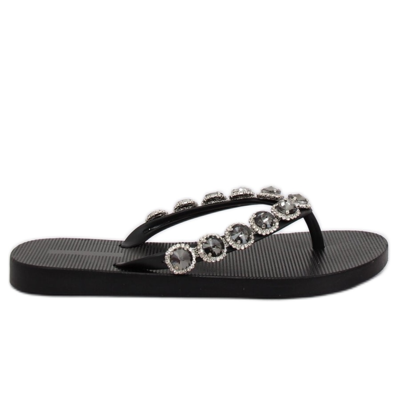 Elegantes chanclas negras con piedras JH69 Negro