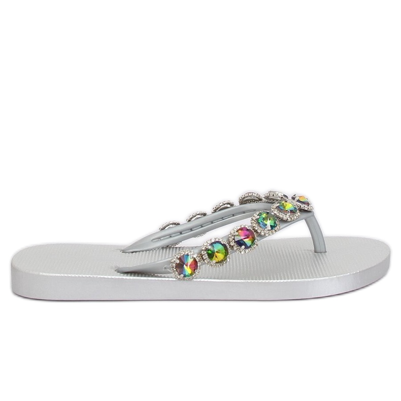 Elegantes chanclas con piedras plateadas JH69 Silver gris