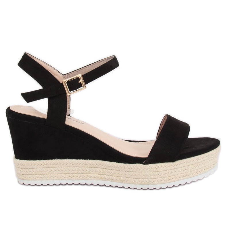 Sandalias negras en una cuña alpargatas negras LY9109 Negra negro