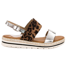SHELOVET Sandalias cómodas marrón gris