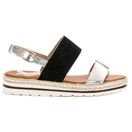 SHELOVET Sandalias cómodas negro gris