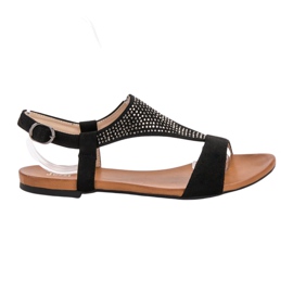 SHELOVET Sandalias con cristales negro