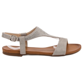 SHELOVET Sandalias con cristales gris