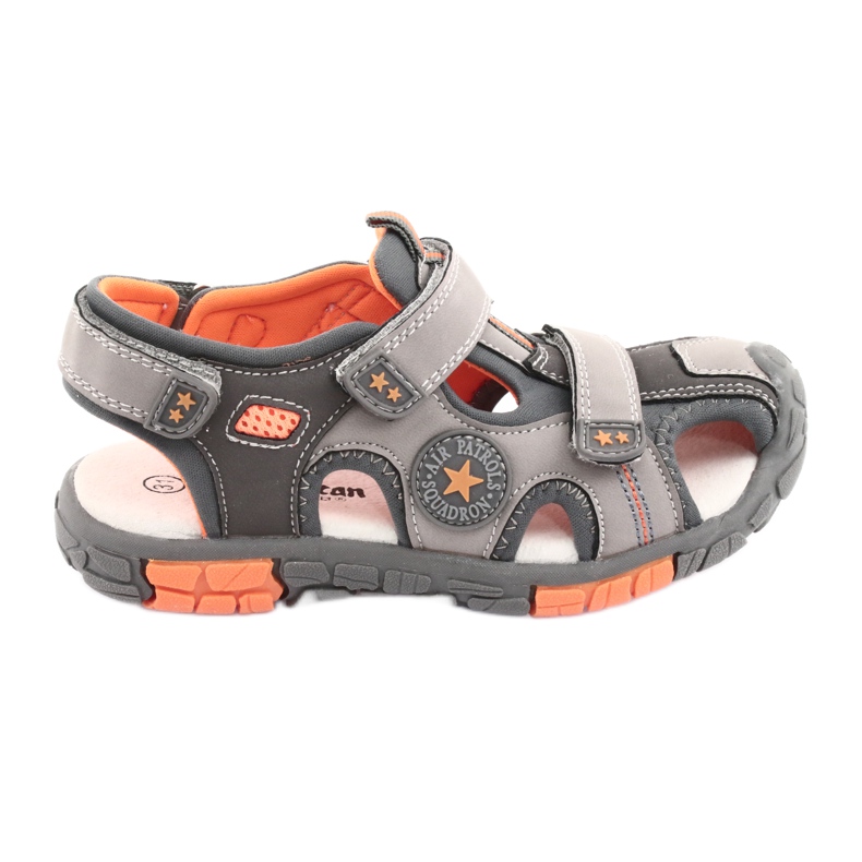 American Club Sandalias con aplicación de cuero DR02 americano marrón naranja gris
