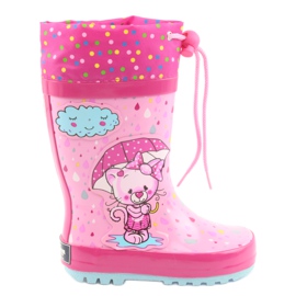 American Club Botas de agua bebé gatito americano azul rosa