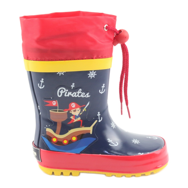 American Club Botas de lluvia para niños American Pirat rojo azul marino
