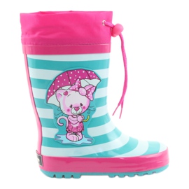 American Club Botas de agua americanas. Gatito después de la exposición. rosa verde