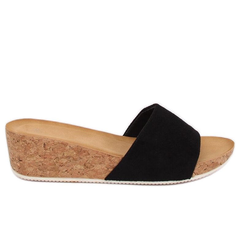 Black G233 Pantuflas cuña negras negro