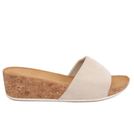 Beige G233 Pantuflas cuña beige rosa